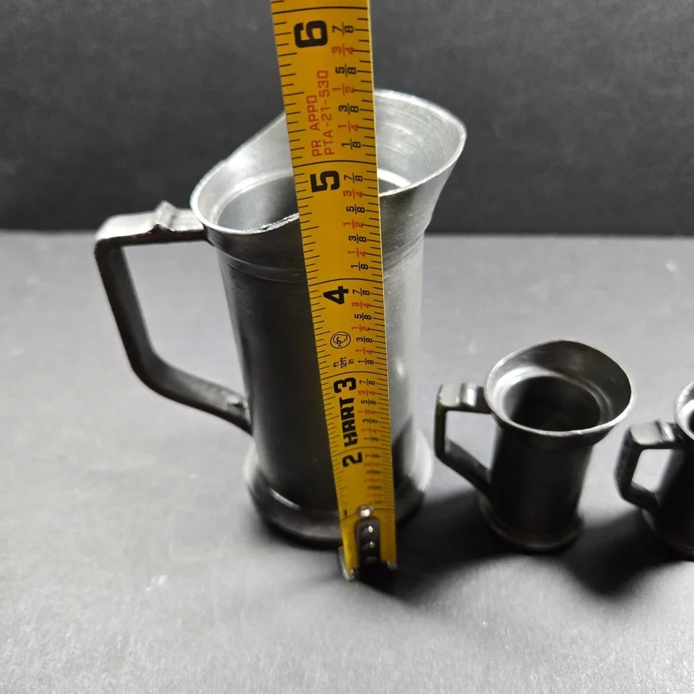 Pewter Measuring Pitcher Set Grey Vintage Rustic 3 Piece Set